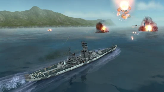 Screenshot de WARSHIP BATTLE:3D World War II v3.7.4 Apk Mod (Dinheiro Infinito)