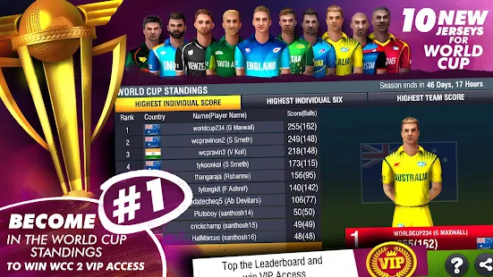 Screenshot de World Cricket Championship 2 v2.9.4 Apk Mod (Dinheiro Infinito)